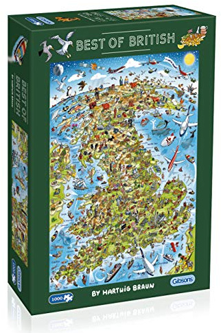 Gibsons Best of British 1000 Piece Jigsaw Puzzle for Adults and Teens Fun Map Puzzle Sustainable Eco-Friendly Made from Thick 100% Recycled Board Premium Quality Gift