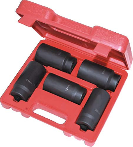 5 PC 1/2 Dr FRONT & BACK WHEEL DR 6 Point Deep Spindle Axle Nut Socket Set