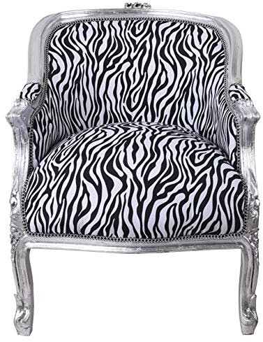 Sessel Barockstil Kaminsessel Zebra Stuhl Vintage Ohrensessel Holz gepolstert Bergere Antikstil cat660e22 Palazzo Exklusiv