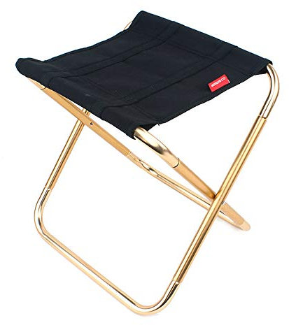 WANGLXFC Tragbar Klappstühle, kampierender Stuhl-Aluminiumlegierungs-Klapphocker-kompakter ultraleichter Klappstuhl mit der Tragetasche, die das Strand-Fischen im Freien wandert Unisex, Black