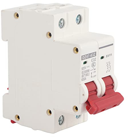 FTVOGUE DC-Sicherungsautomat 2P 500V 32A, DZ47-63Z-2P | Lichtbogenlöschung, Überlast- und Kurzschlussschutz, feuerfest, korrosionsbeständig, für Solaranlagen und DC-Stromkreise