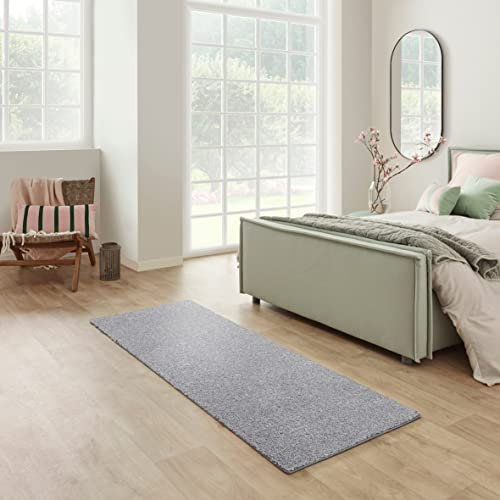 Carpet Studio Maine Teppich Läufer Grau, Läufer Flur 67x180cm, Kurzflor Teppiche, Küchenläufer, Wohnzimmerteppich, Bettvorleger Schlafzimmer