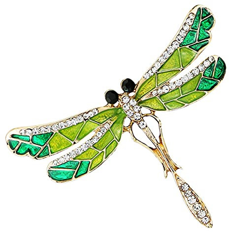 Libelle Kristall Emaille Brosche Gold Ton Insekt Tier Anstecknadel Modeschmuck Anzug Broschen Zubehör für Frauen Männer
