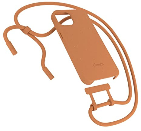 Woodcessories - Nachhaltige Handykette abnehmbar kompatibel mit iPhone 13 Mini Hülle mit Band orange - biologisch abbaubar