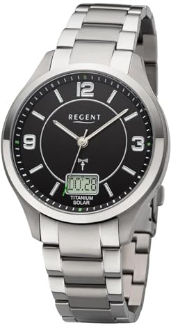 Montre radio-pilotée solaire en titane Regent pour homme Ø 42 mm BA-715