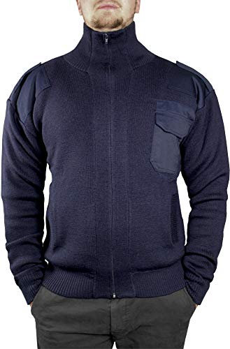 normani Bundeswehr Strickjacke mit durchgängigem Reißverschluss und hohem Wollanteil Farbe Dunkelblau Größe 52