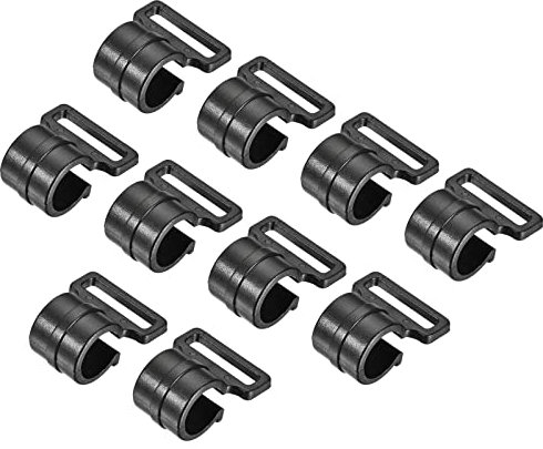 sourcing map Zeltstangen-Clips, 11 mm ID, C-Form, Planenstangenhalterung, Kunststoff-Klemmverschlüsse für Outdoor-Camping, schwarz, 15 Stück