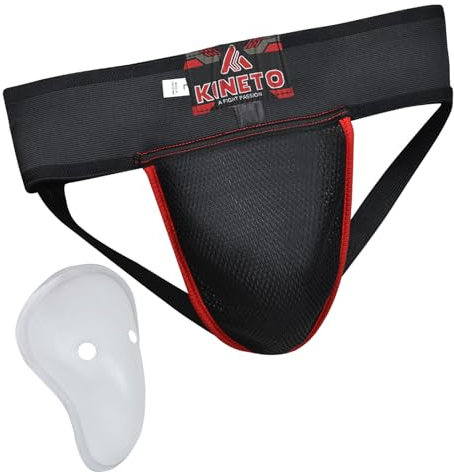 KINETO Groin Guard Boxing Cup Men, Martial Arts Kickboxing MMA Muay Thai Sparring Groin Protector, Jockstrap Adjustable, Fighting Training, Underwear Jiu Jitsu BJJ Protection, Boys Youth (Small)