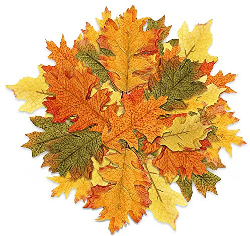 DOJoykey Hojas de Arce otoñal, 25 Hojas de otoño Artificiales para Manualidades de otoño, Envoltura de Regalos, exhibición de Mesa, decoración de Fiesta otoñal