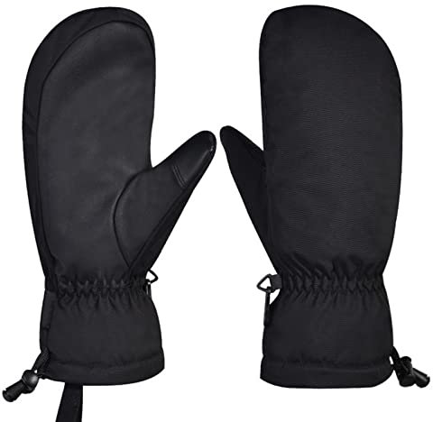 FUUBAMB00 Winter Ski Fäustlinge Herren Damen Outdoor Warme Winddichte wasserdichte Handschuhe Touchscreen Zum Skifahren Snowboarden,Black,S(Palm8.5cm)