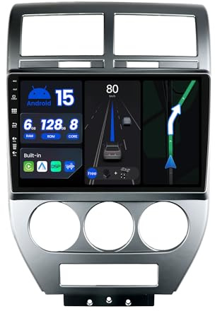 BXLIYER - [6G+128G] - Android 15 IPS Autoradio Pour Jeep Compass 1 MK (2006-2010) - Sans fil Carplay + Android Auto - LED Caméra + MIC - 2 Din 10.1 Pouce - DSP Dab Volant WLAN 360-Caméra Fast-boot AHD