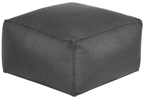 Beliani Pouf Ottoman Rectangulaire en Polyester Rembourré Noir Accessoire Décoration Mukki