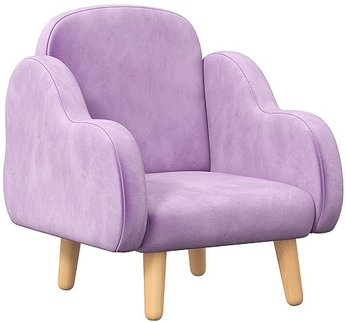 ZONEKIZ Kids Armchair Toddler Sofa Children Chair with Arm Rest, Wooden Frame, Velvet, PP Legs, Cloud Shape, for Ages 1.5-3 Years - Purple