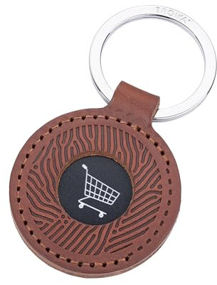 TROIKA Porte-clés jeton de caddie COIN ADVENTURE cuir italien véritable de haute qualité - ouverture latérale pour retirer le jeton - handmade in Italie - cuir - marron Original
