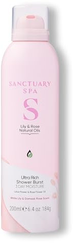 Sanctuary Spa Lily and Rose Natural Oils Ultra Rich Shower Burst, No Mineral Oil, Cruelty Free and Vegan Foaming Body Wash, 200ml