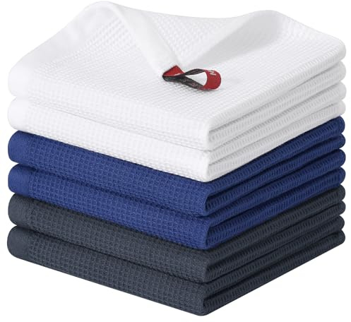 Homaxy 100% Cotton Dish Cloths - Waffle Weave Soft and Absorbent Dish Towels - 6 Pack Quick Dry Dish Rags - 12 x 12 Inches Dishcloths for Kitchen Washing Dishes - Mixed Color