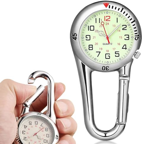 Schwesternuhr Rettungsdienst Zubehör, Taschenuhr mit karabiner Krankenschwester Uhren Uhr mit Clip, Kleine+Taschenuhr Uhr Krankenschwester Pulsuhr Krankenschwester für Radfahrer Kletterer Rucksack