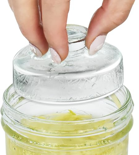 Artcome 4-Pack Glass Fermentation Weights with Easy Grip Handle and Unique Texture Design for Large Wide Mouth Mason Jars