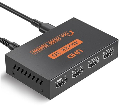 L'Puluva HDMI Splitter 1 in 4 out, Splitter 4K per 4 Monitori, Adaptatore Multi HDMI per PC, Laptop, HDTV, Proiettore, Xbox, PS3/PS4/PS5, 1 Input 4 Output, Solo Modalità Specchio, Nessuna Estensione
