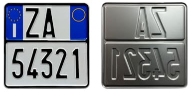 Riproduzione Targa Moto Europea Italiana Rifrangente a Rilievo