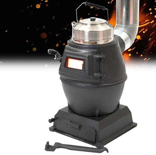 Black Mini Stove Wood Burning Stove Camping Stove Portable Wood Burning Stove Multi Fuel Heater for Tent Indoor Villa Shelter Heating and Cooking