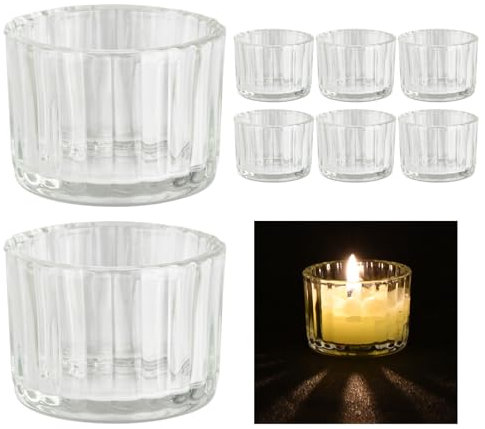 Teelichtgläser Set,12er Set Mini Teelichthalter, Teelichtgläser aus Klarem Glas,Votivkerzenhalter,Kerzengläser,Votivkerzenhalter aus Glas für Tischdekoration, Hochzeit, Geburtstag und Heimdekoration