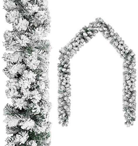 Higsose Girlanden für Festlichkeiten 5m L Weiß Weihnachtsgirlande mit Schnee PVC Weihnachtsdeko Outdoor Wiederverwendbare Girlande Hochzeiten Geburtstagspartys Deko Tannengirlande mit Beleuchtung