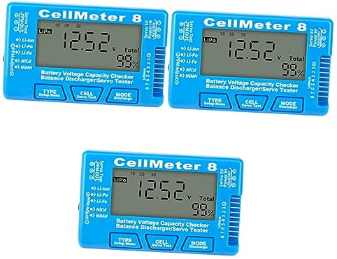 HOMSFOU 3pcs Digital Battery Capacity Tester for Li-ion Li-po Nimh Lcd Voltage Checker Tool for Rechargeable Batteries Backlight Design for Easy Use