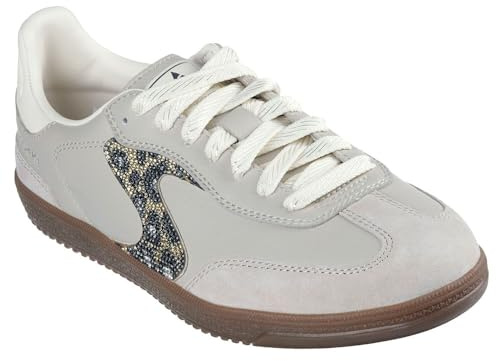 Skechers Tenis Hotshot Shimmering Spotspara Mujer, Ribete de Piel Duraleather Gris Pardo, 39.5 EU