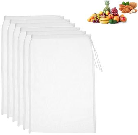 Weenwill Bolsas de Leche de Nueces,6 PCS Unidades de Tela Reutilizable para Colar,20 x 30 cm,Nailon Fino de Malla 100,Fácil de Limpiar, para leche de Frutos Secos,Zumos,Café y Zumos de Verduras