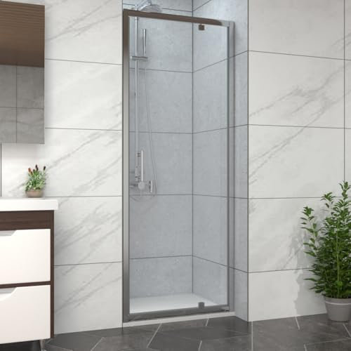 NRG 700mm Bathroom Shower Enclosures Pivot Door Chrome Framed with 900x700mm SMC Rectangle Shower Tray White