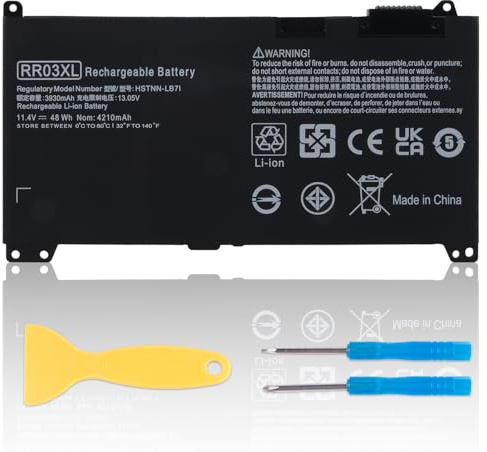 RR03XL Laptop battery Compatible with HP ProBook 430 440 450 455 470 G4 mt20 Series HSTNN-PB6W HSTNN-LB71 HSTNN-UB7C HSTNN-Q01C HSTNN-Q02C 851477-421 851477-541 851610-850 851610-855, 11.4V/ 48Wh
