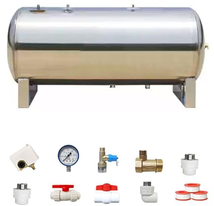 guoyjmm Druckbehälter Druckkessel Druck Wasser-Speicherbehälter 100 160 200L, Edelstahl Hohe Vordruckbehälter Tragbar, Druckspeicher, mit Komplettem Installationssatz,160L/42.3Gal