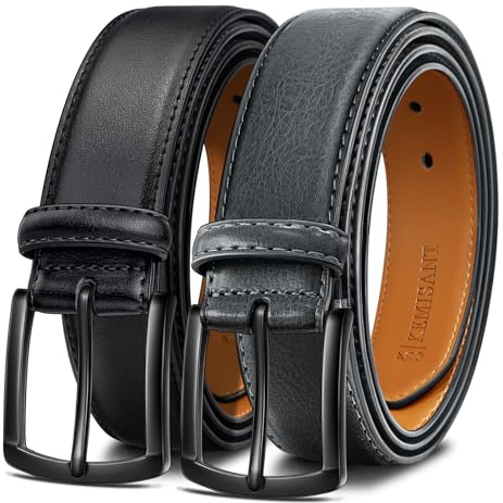 KEMISANT Gürtel Herren 2er, Ledergürtel Herren 35mm | Herrengürtel für Anzug,Freizeit,Golf und Jeans