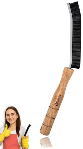 Hard Bristle Crevice Cleaning Brush with Long Wooden Handle - Multifunctional Gap Scrub Brush, Home Essentials, Bathroom Cleaner Tools for Household Use (Crevice Brush)
