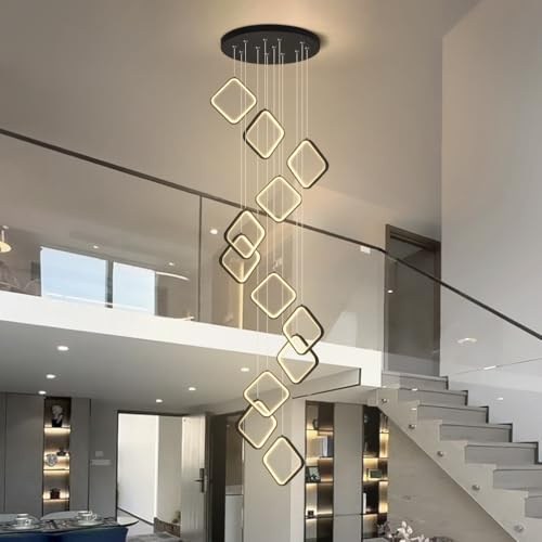 Modern LED Hängelampe Dimmbar Rhombus Pendelleuchte Wohnzimmerlamp Aluminium Treppe Hängeleuchte Xuanguan Schlafzimmer Esszimmer Mit Fernbedienung Küchenlampe Höhenverstellbar Lampen(12 heads)