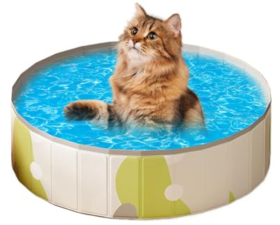 Djowyh Piscine Pour Pliante - Piscine Pataugeoire Portable - Piscine Portable Pliable En PVC Anti-Dérapant Pour Chiens Chats Animaux Et À L'Extérieur