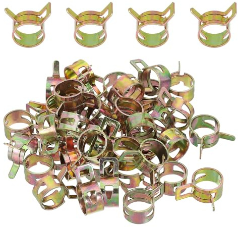 PATIKIL Spring Band Hose Clamps, 40 Pcs for 13-14.3mm OD 0.5(12mm) ID Manganese Steel Spring Clip Pipe for Fuel Line Silicone Vacuum Air Hose Tube Water Pipe, Multicolored