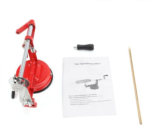 Generic Spiralizer para Fideos Vegetarianos, Cortador de Espiral Vegetales Espiralizador Espiralizador de bambú Aleación + Acero Inoxidable + Soporte de Bocadillos de Goma, Barbacoa y Cocina casera.