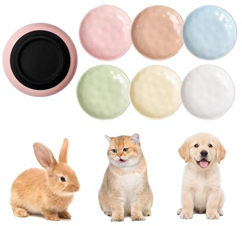SUNOYA 6 stycken kattskålar, keramik med halkfri silikonbotten, matskål katt keramik, kattskålar, matskålar för mat vatten