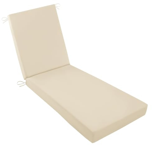 YFHT Auflage Sonnenliege Wasserdicht Mit Bändern, Sonnenliege Auflage Wetterfest Outdoor Polster, Deckchair Auflagen, Auflagen für Gartenliegen Waschbar,Elfenbein,190x60x10cm