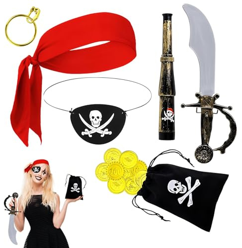 Bagtopia Pirate Accessories for Kids, Pirate Costume Set for Boys Girls for Halloween Funny Party Caribbean Fancy Dress