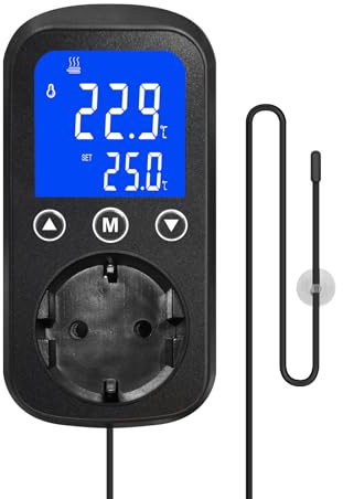 KETOTEK KT2100 PID-temperaturregulator, digital insticksadapter, dimmer, termostatstyrt uttag, 2A 460W Dimmertermostat för reptiler