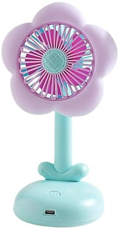 Vmiorzq Quiet Desk Fan - Flower Small Fans for Bedroom Cooling - Air Circulator with Night Light & 2-Speed for Girls Women Travel Hiking Picnic Home School Dorm Office Outdoor