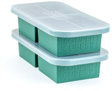Souper Cubes 2 Cup Silicone Freezer Moulds For Food with Lids, Kale, 2-Pack | 100% Platinum-Cured Silicone Freezer Trays For Batch Cooking & Storing Lasagna, Stew, Broth, Leftovers, Oven & Microwave Safe