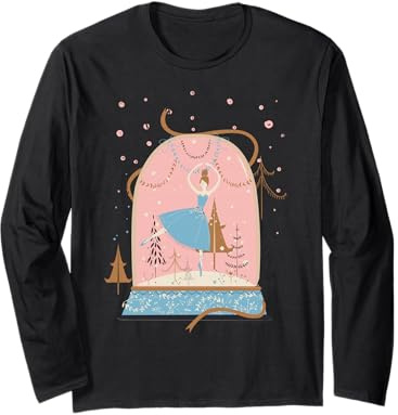 Snow Globe Ballerina Ballet Dancer Christmas Holiday Season Long Sleeve T-Shirt