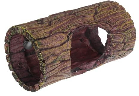 Toyvian Resin Reptil Gömställe med Sugpropp Naturtrogen Barkdesign Trygg Groddjurshåla för Ödlor och Paddor Mångsidig Terrariumdekoration för Akvarium och Smådjur Habitat