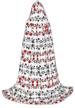 FHIZOAL Cape à capuche pour adolescents avec motif floral et lierre rose avec feuilles pour déguisement, cosplay, carnaval, sorcière, vampires