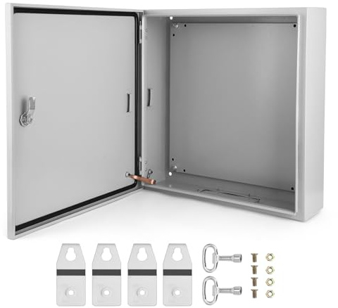 Aptliton Electric Enclosure Box IP66 Waterproof, Metal Junction Box, Wall Mounted Steel Electrical Cabinet with Lock & Mounting Plate for Outdoor