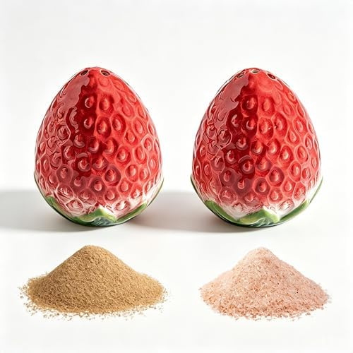 Strawberry-Shaped Ceramic Salt and Pepper Shakers Set - 2 Pieces Modern Cute Country Look Kitchen Shakers with Holes, Red (red, 2 pcs)